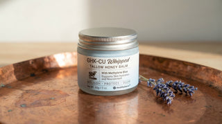 GHK-Cu copper peptide skincare jar for mature skin benefits