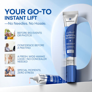 Instant Tightening Eye Serum is ideal for events, meetings, or photos, offering a quick under-eye lift with no concealer needed.